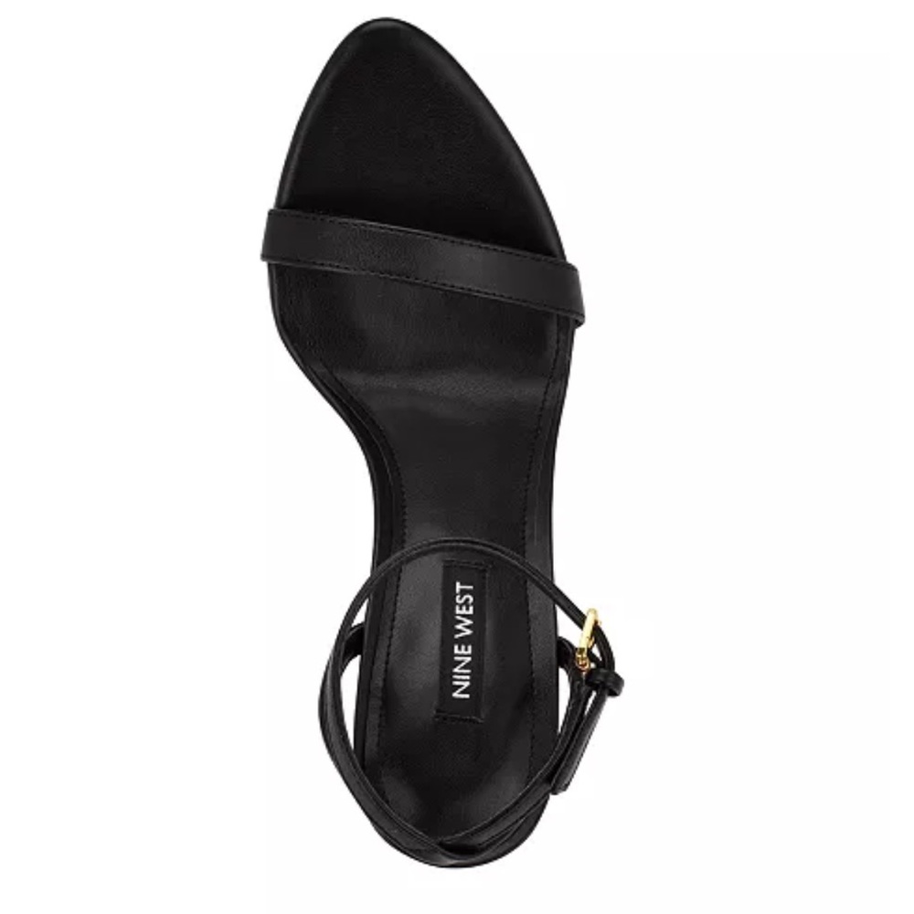 Nine West Reina Black and Gold Women's Stiletto Sandals - Picture 6 of 11